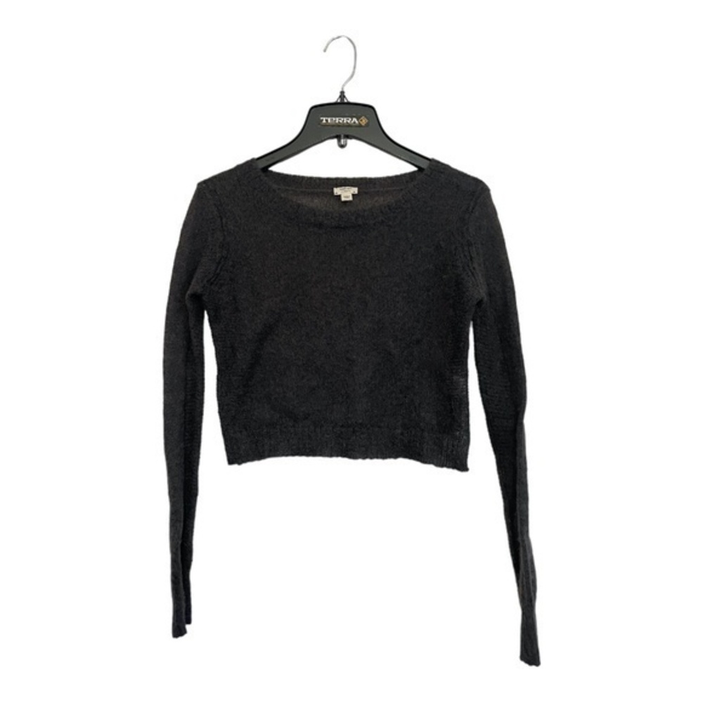 Aritzia Wilfred Mohair Wool Sweater Cropped Long Sleeve Single Side Slit Size XS